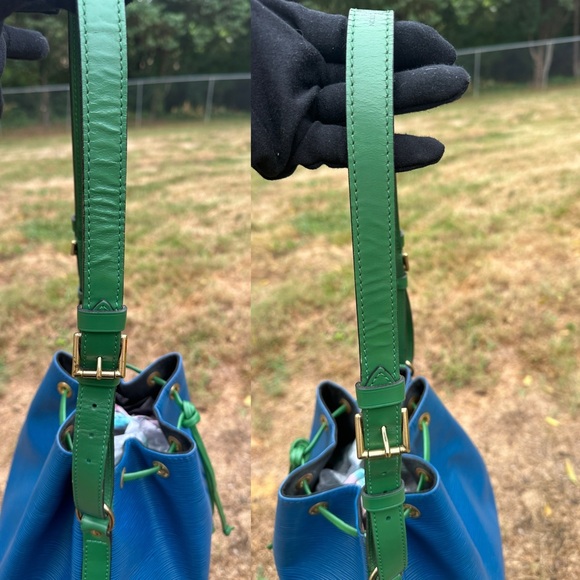 Louis Vuitton Noe Bucket Bag Bicolor Blue & Green Epi Leather with COA VI0953 - Picture 7 of 13